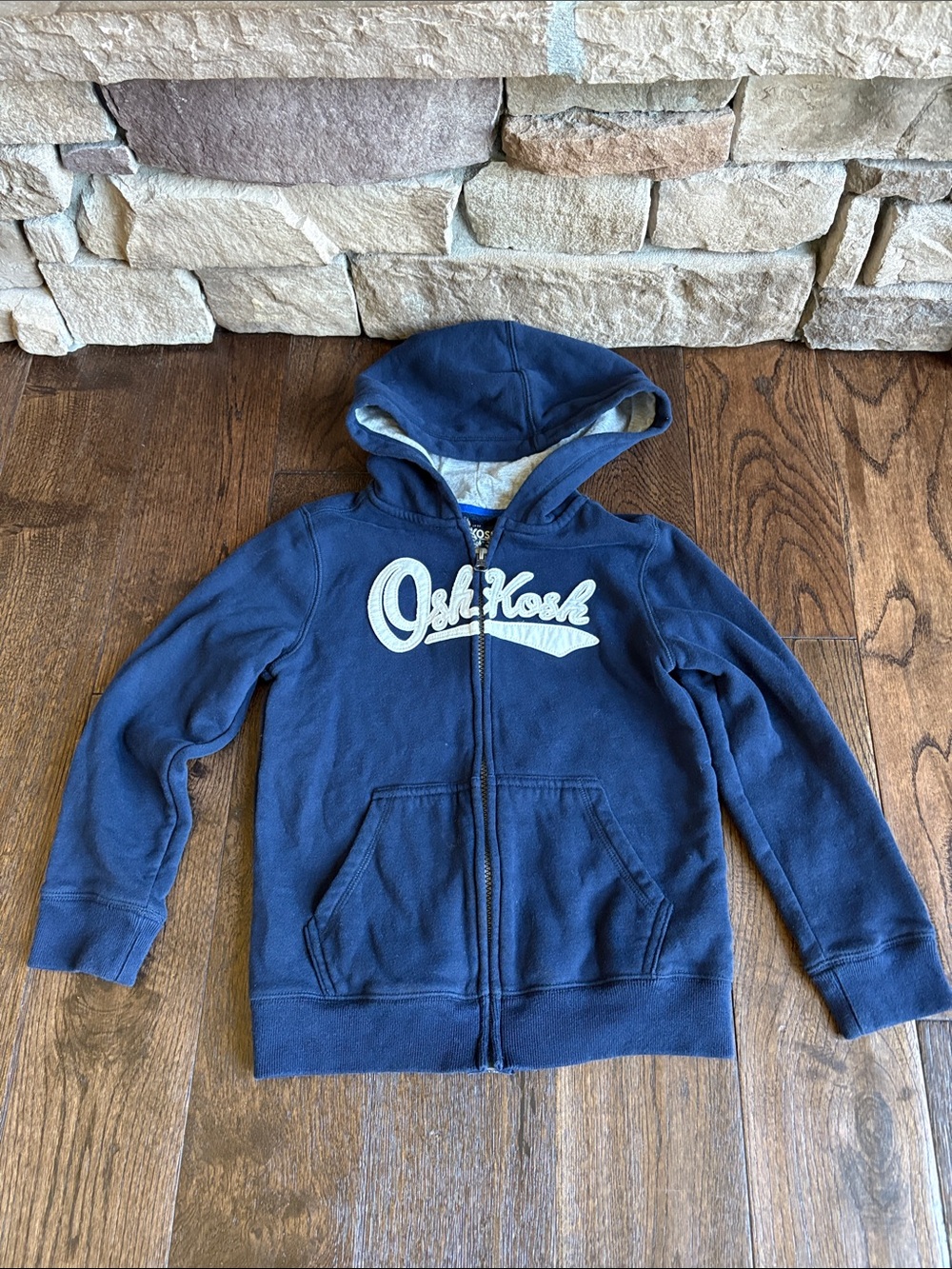OshKosh B'gosh Navy Blue Hooded Zip Sweatshirt with white Logo